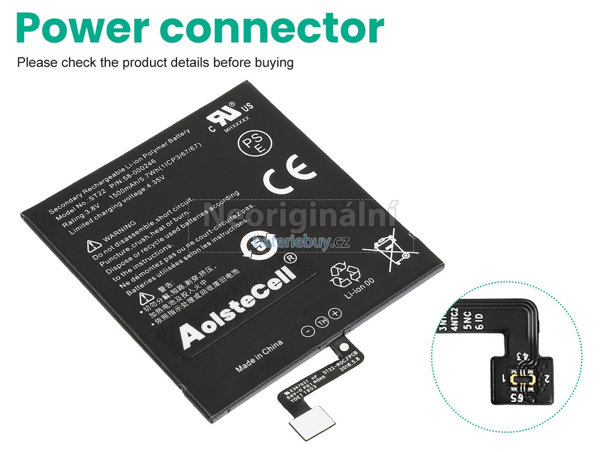 Nahrazení Amazon 58-000194 baterie