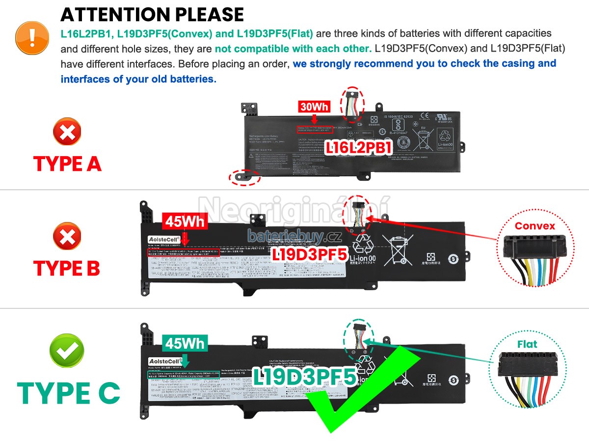 Nahrazení Lenovo 5B10X02607 baterie