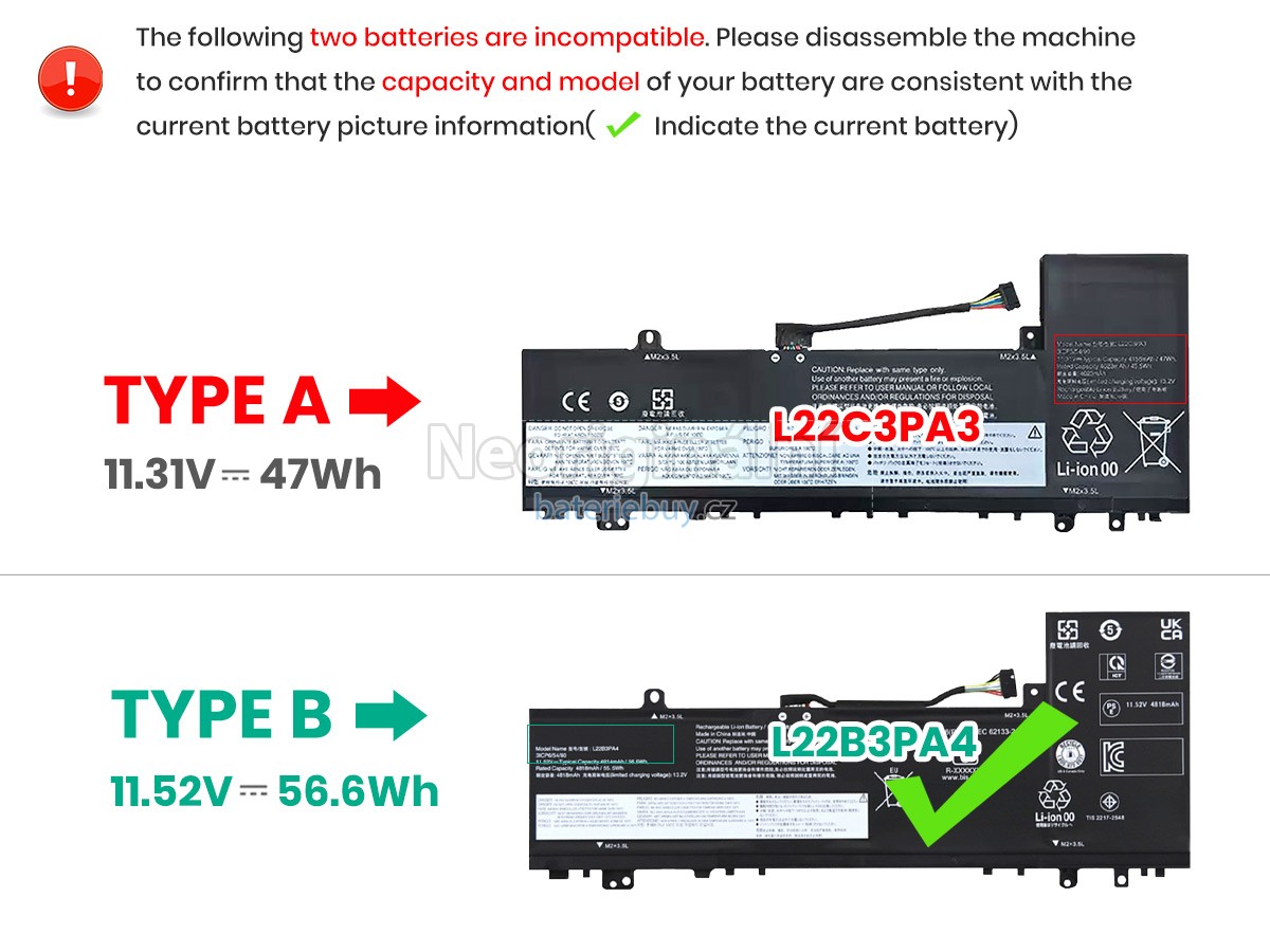 Nahrazení Lenovo IdeaPad SLIM 5 14ABR8-82XE004BRK baterie