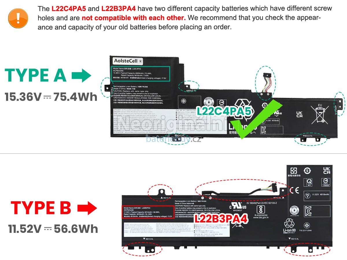 Nahrazení Lenovo IdeaPad SLIM 5 16IAH8-83BG003HHH baterie