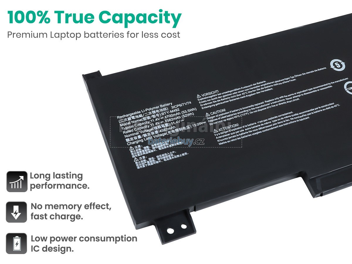 Nahrazení MSI PRESTIGE 14 A12UC-014NL baterie